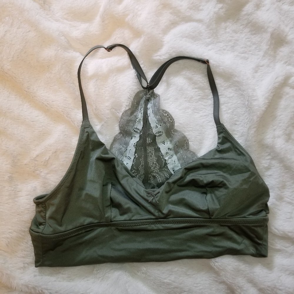 Aerie Army Green Lace Racerback Bralette